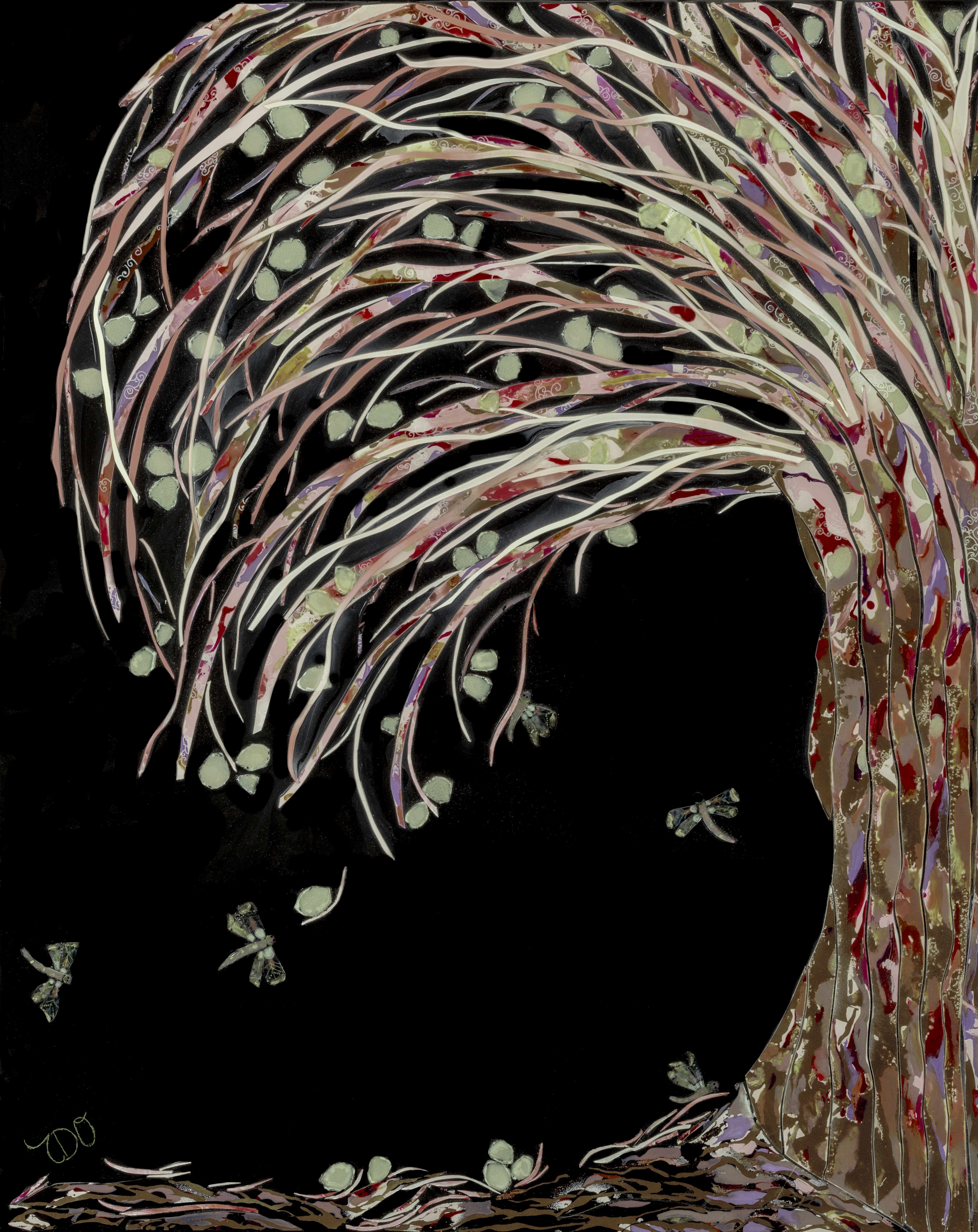 L'arbre rose et ses libellules